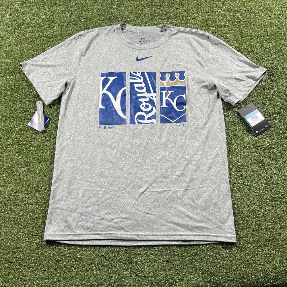 NWT Nike Kansas City Royals Baseball Shirt Mens M Gray Dri Fit MLB